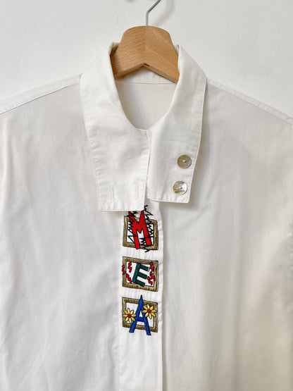 Chemise blanche à broderie lettre  90s Taille 38