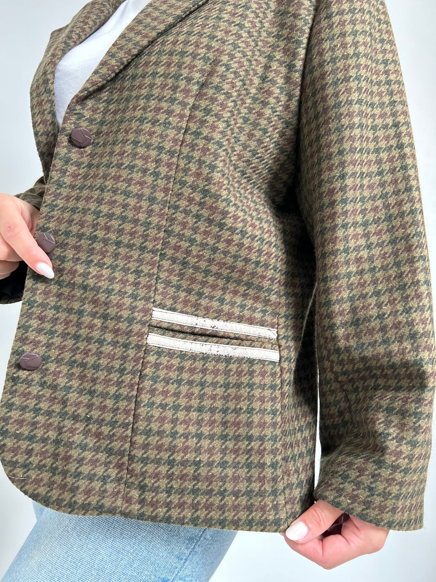 Blazer en tweed vert vintage Taille 40