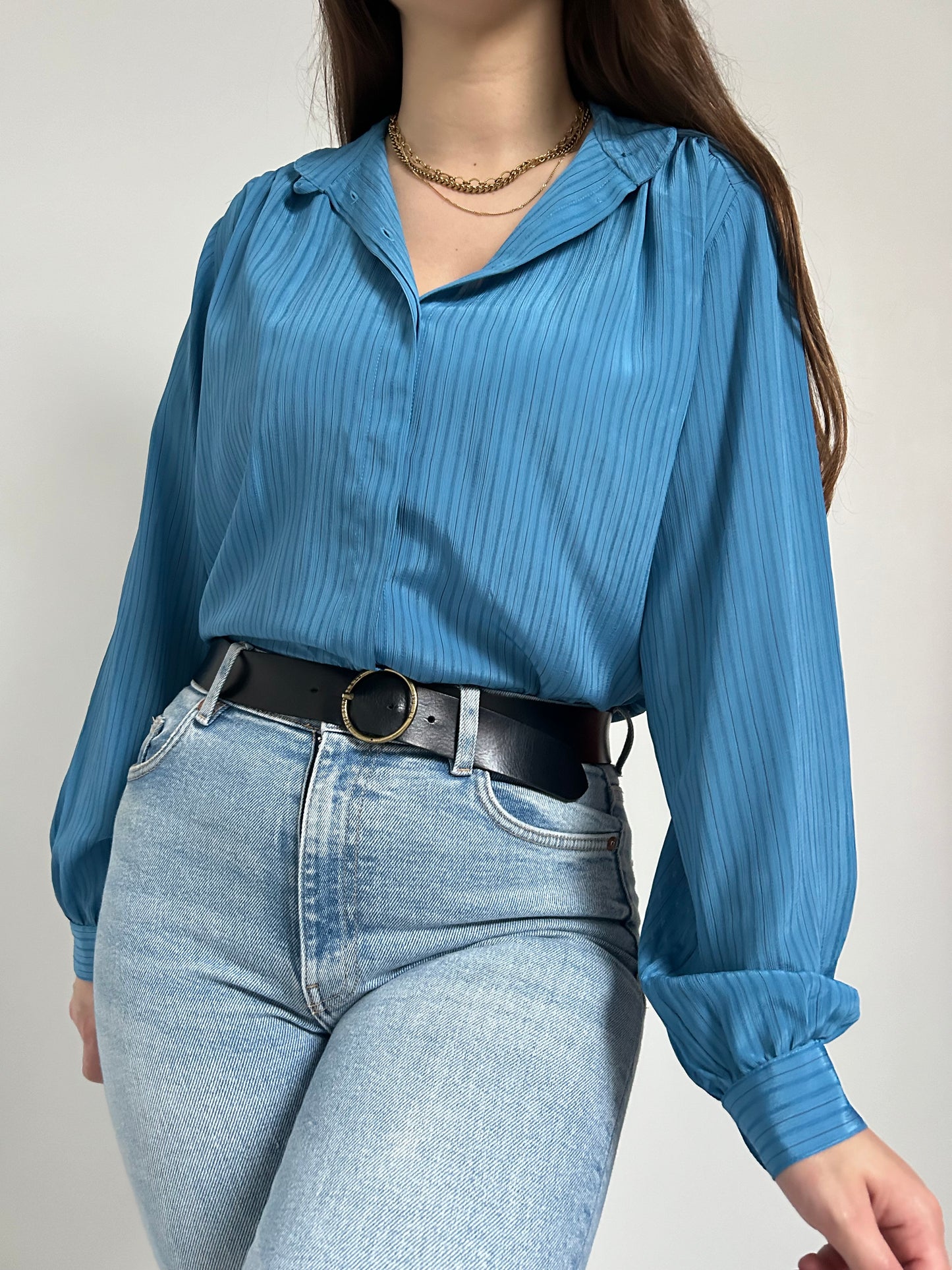 Chemise bleu lignée vintage Taille 38/40