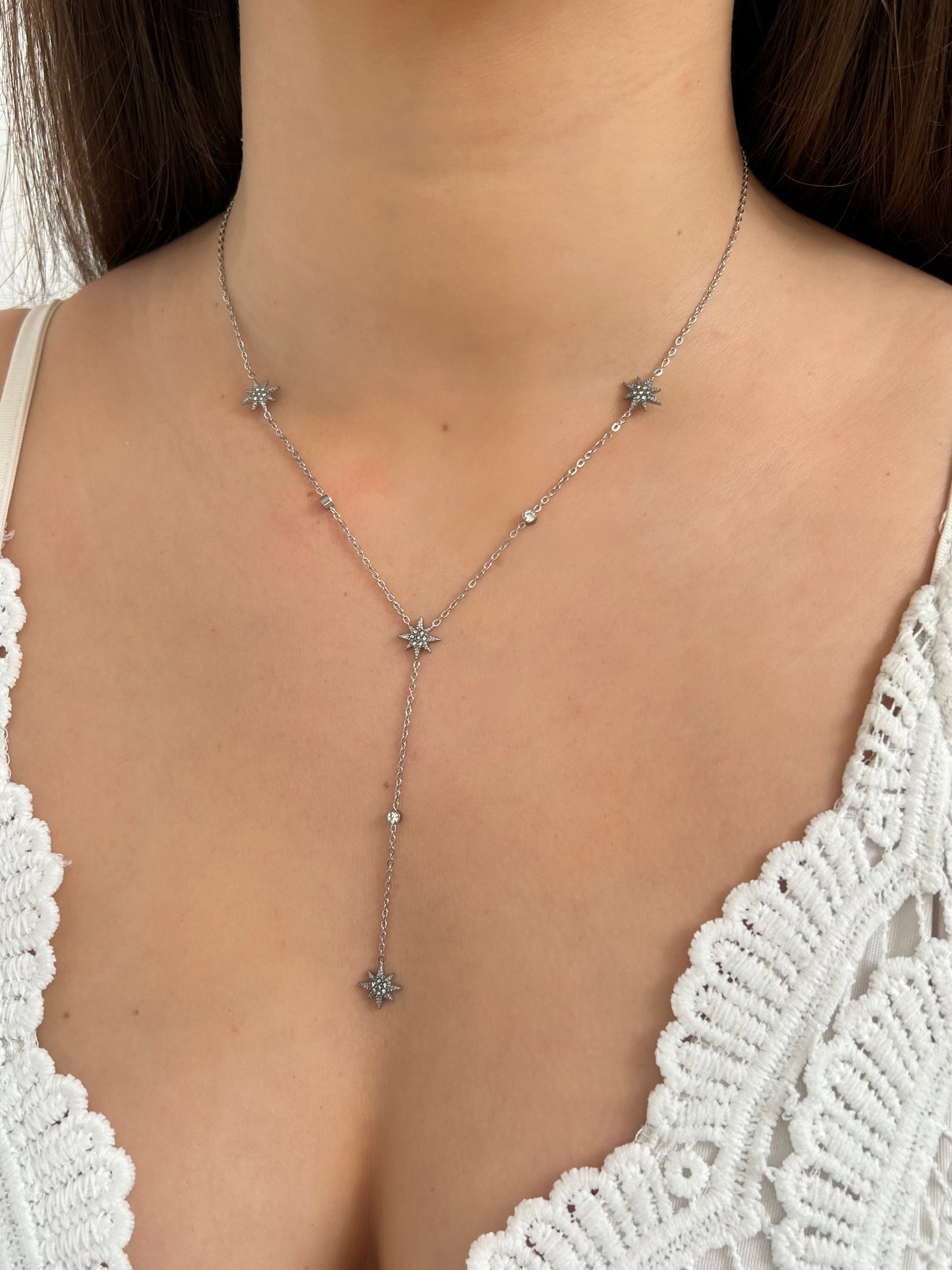 Collier long étoile du Nord Argenté | Acier inoxydable