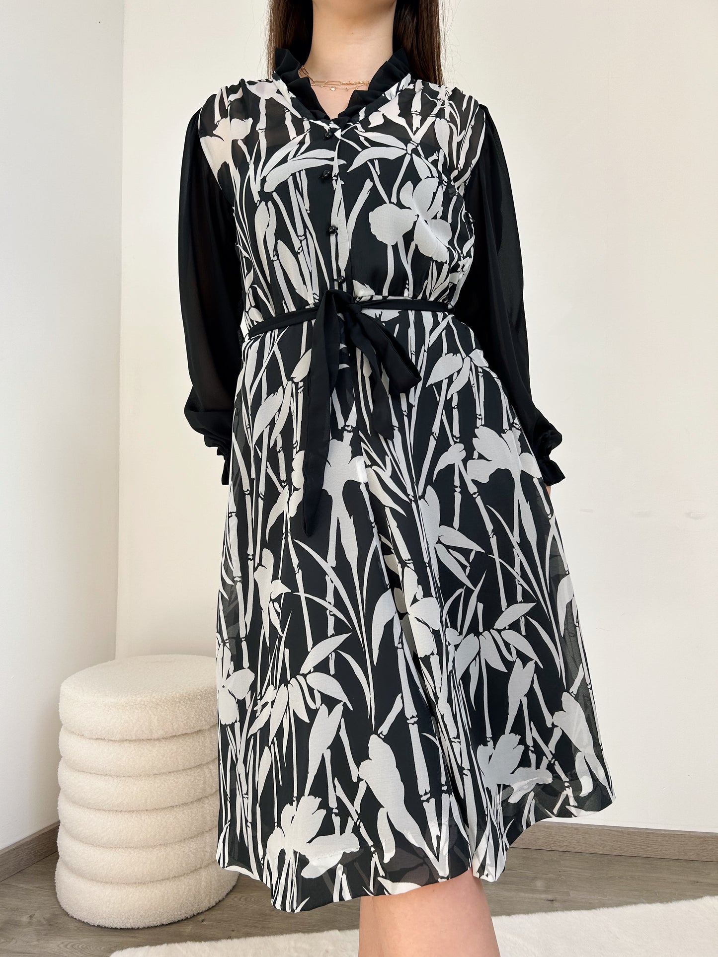 Robe à motifs noir et blanc 90s Taille 38