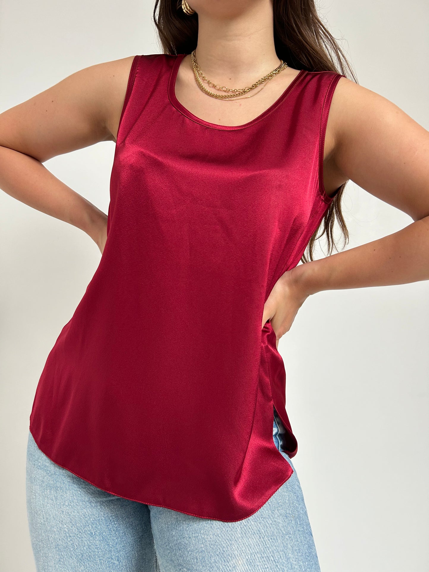 Top bordeaux satiné 90s Taille 38