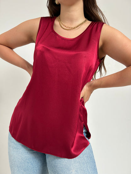 Top bordeaux satiné 90s Taille 38