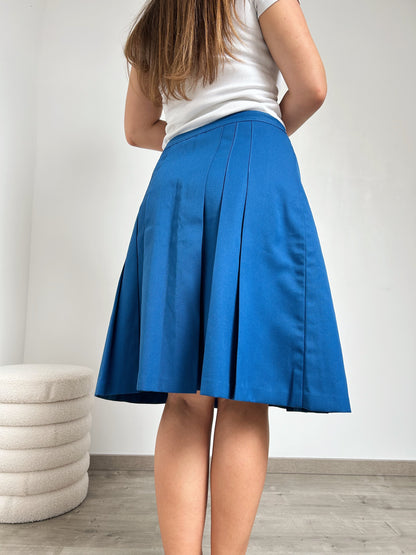 Jupe bleue plissée 70s Taille 40