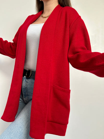 Long gilet rouge 90s Taille 42