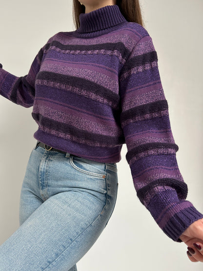 Pull oversize col roulé violet 90s Taille 38