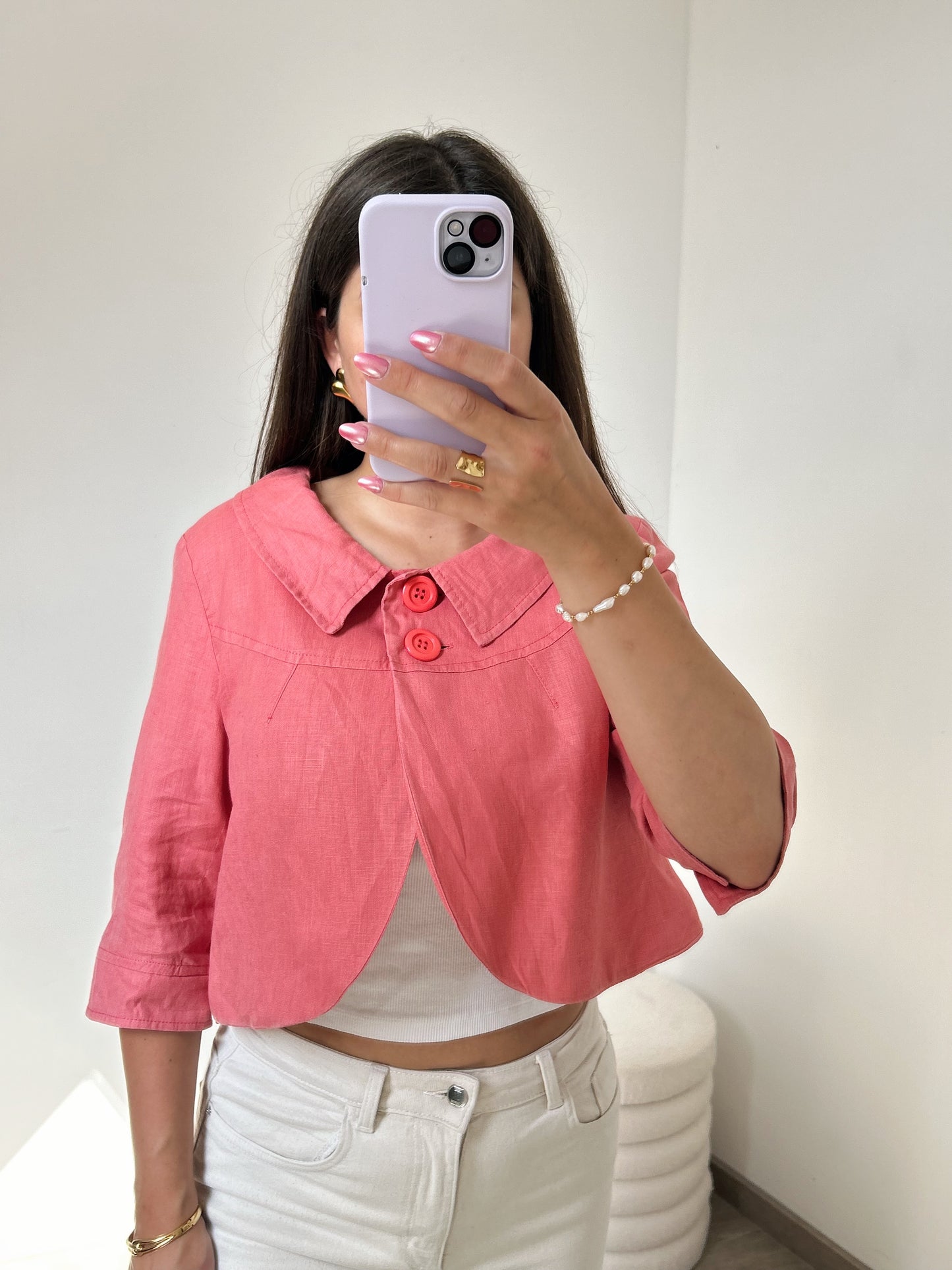 90s coral linen bolero Size 38