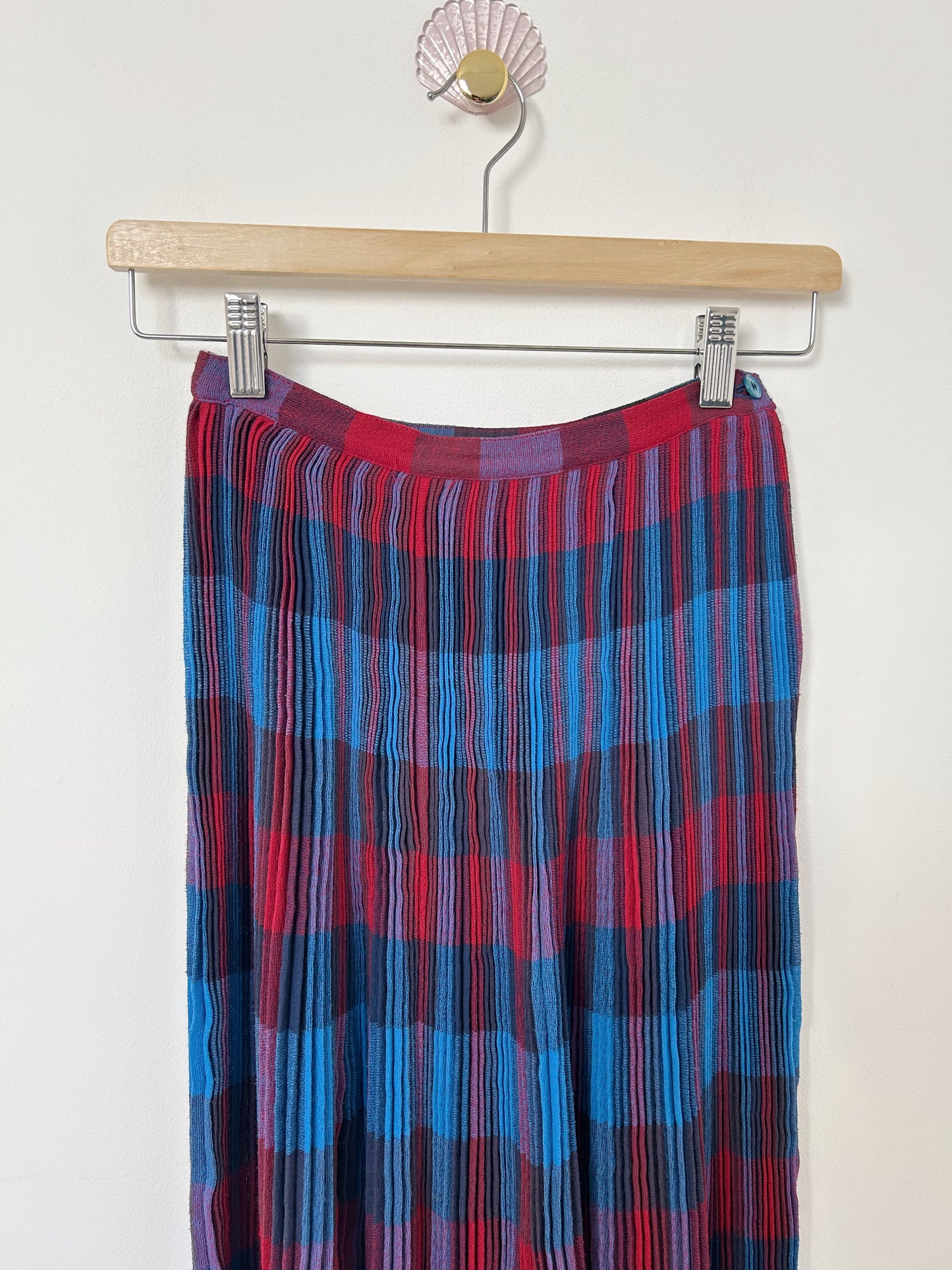 Long pleated plaid skirt 80s Size 34