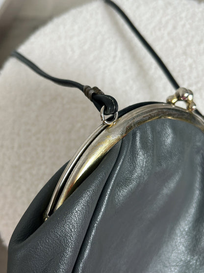 70s Grey and Black Leather Pouch