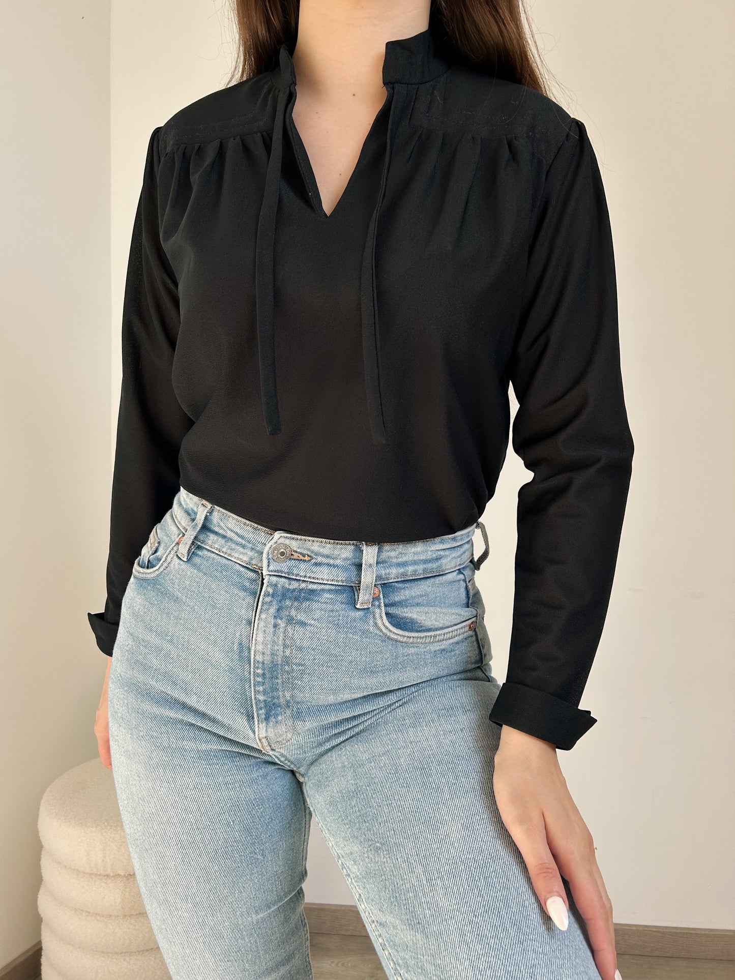 Blouse noire transparente vintage Taille 36