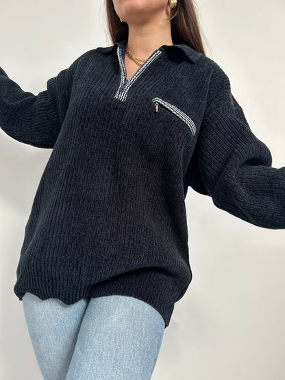 Pull zippé oversize en velours 90s Taille 40/42