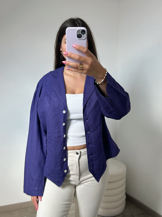 Chemise en lin violet 90s Taille 40