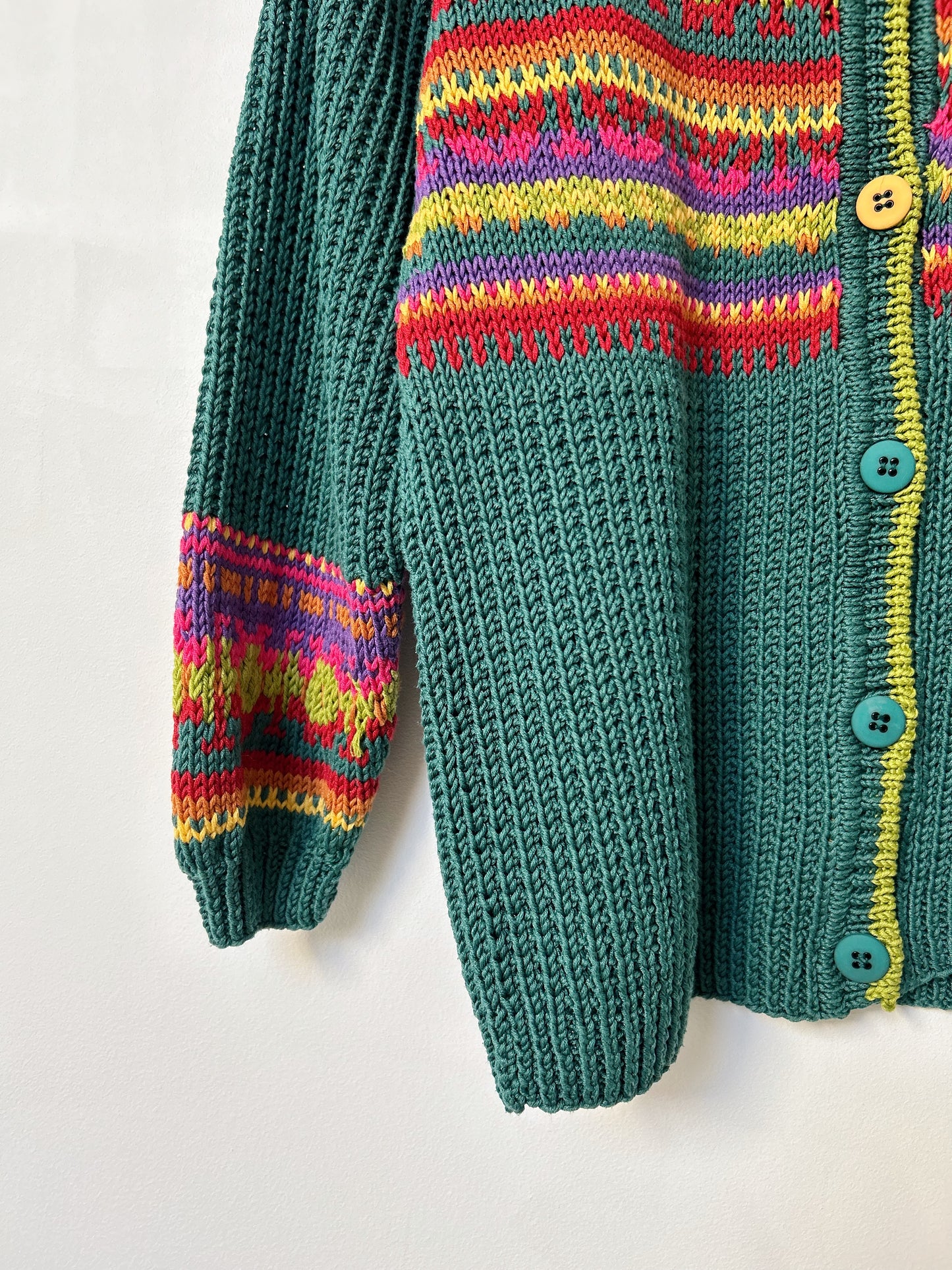 Cardigan vert à motifs fleuris vintage Taille 38