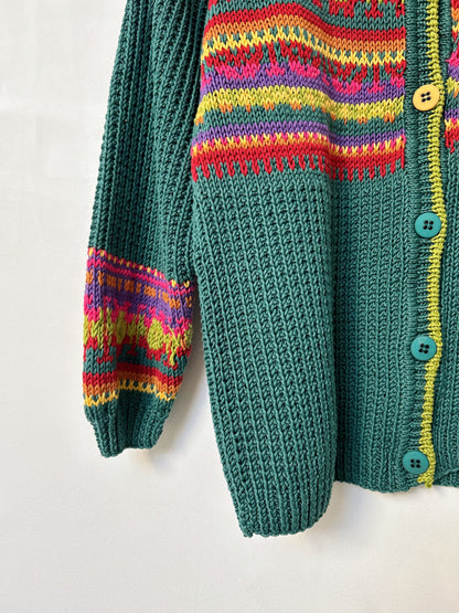 Cardigan vert à motifs fleuris vintage Taille 38