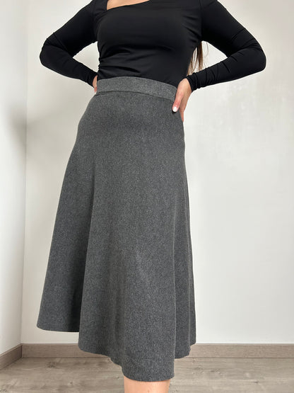 Jupe en maille gris évasée vintage Taille 38