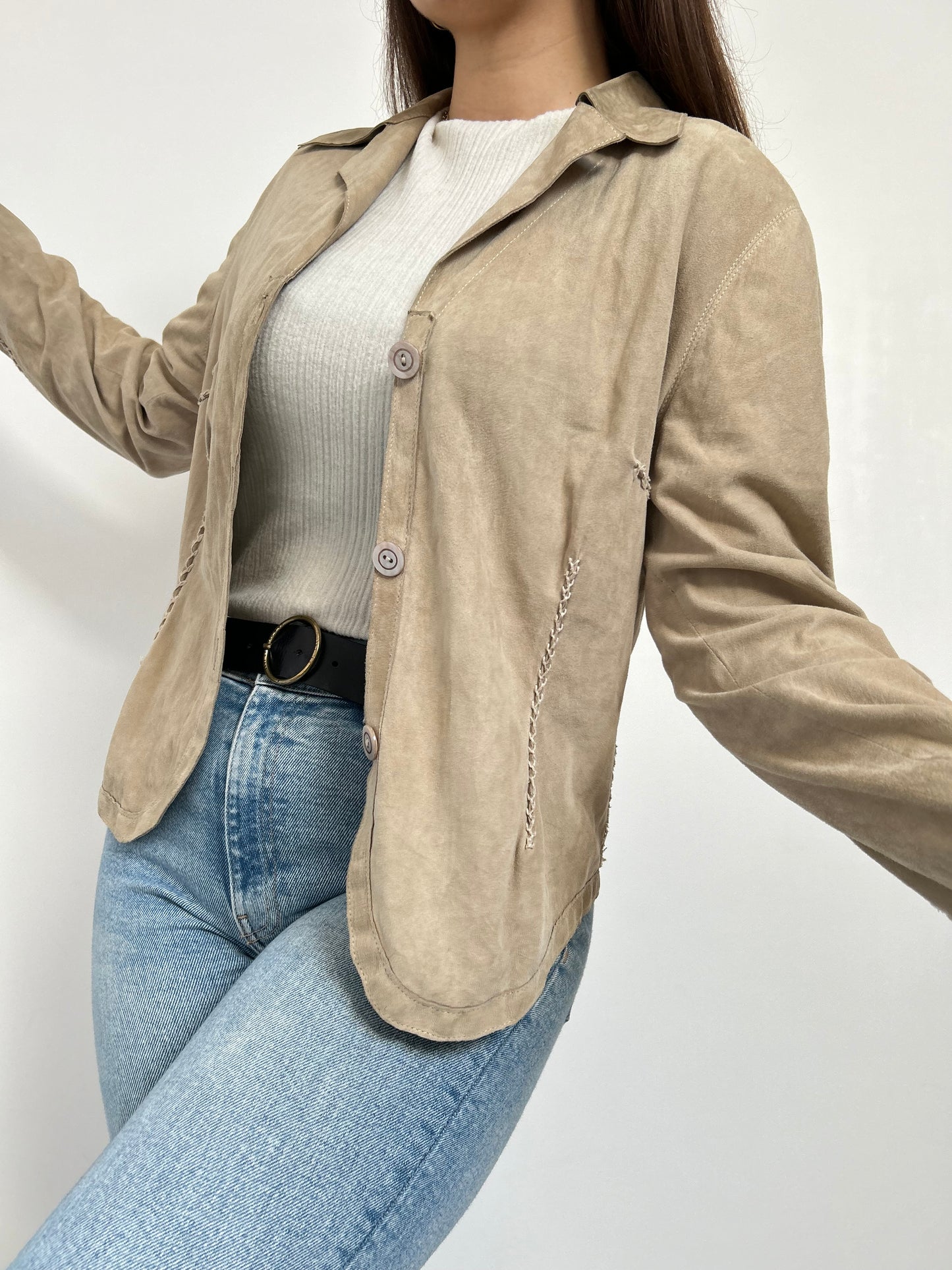 Veste en daim beige clair 70s Taille 40/42