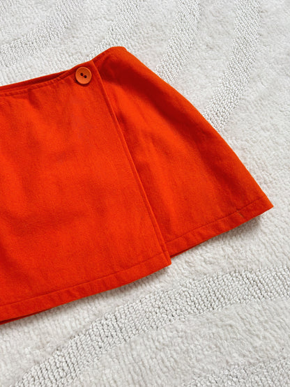 Orange wool mini skirt 70s Size 32/34