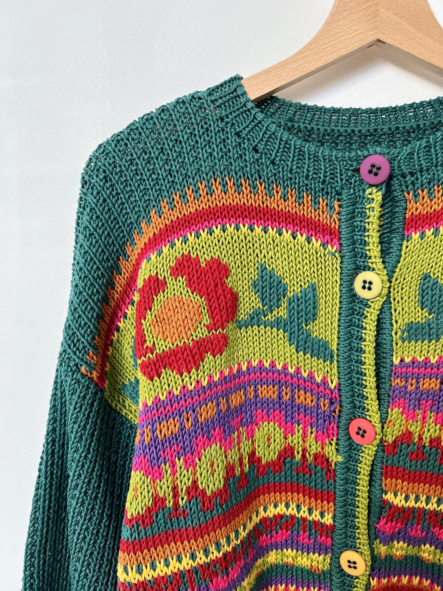 Cardigan vert à motifs fleuris vintage Taille 38