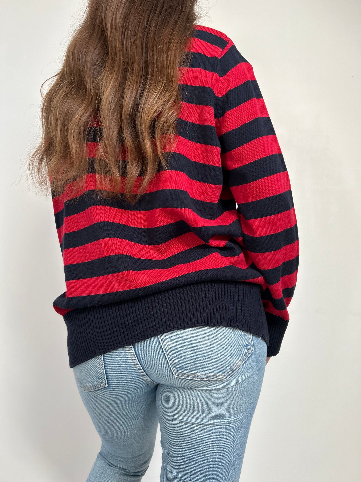 Gilet rayé rouge et bleu marine 90s Taille 42