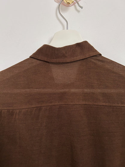 Brown 70s shirt collar blouse Size 36