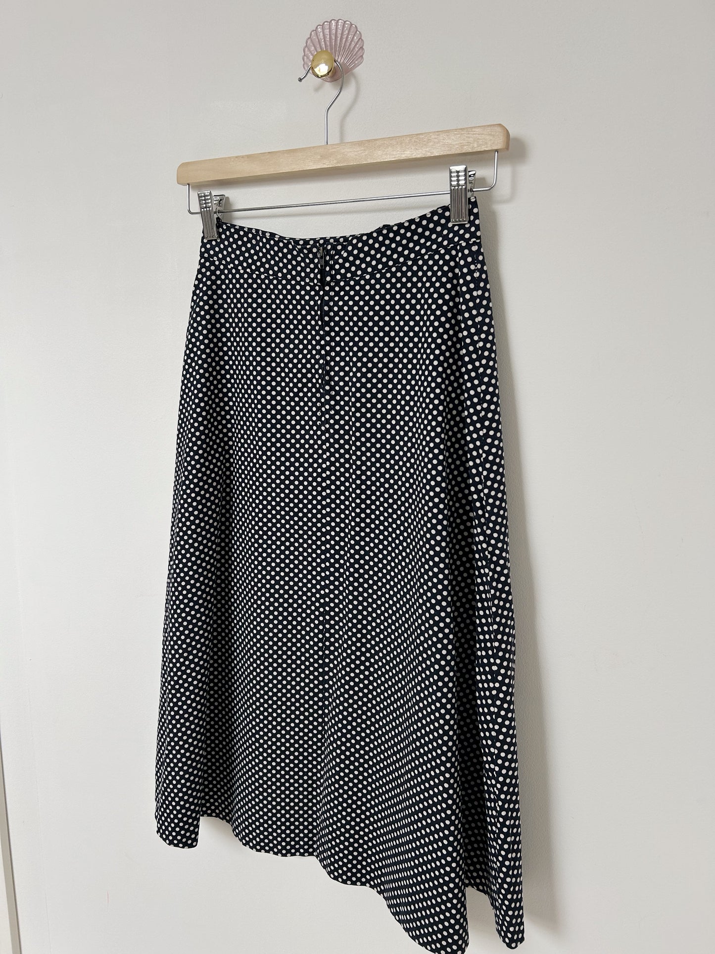 70s Polka Dot Trapeze Skirt Size 34