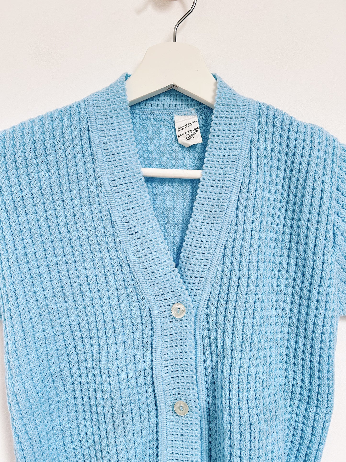 Blue cardigan short sleeves 80s Size 36