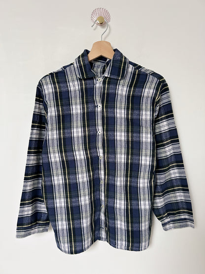 Chemise en flanelle à carreaux bleu marine 90s Taille 34/36