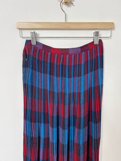 Long pleated plaid skirt 80s Size 34