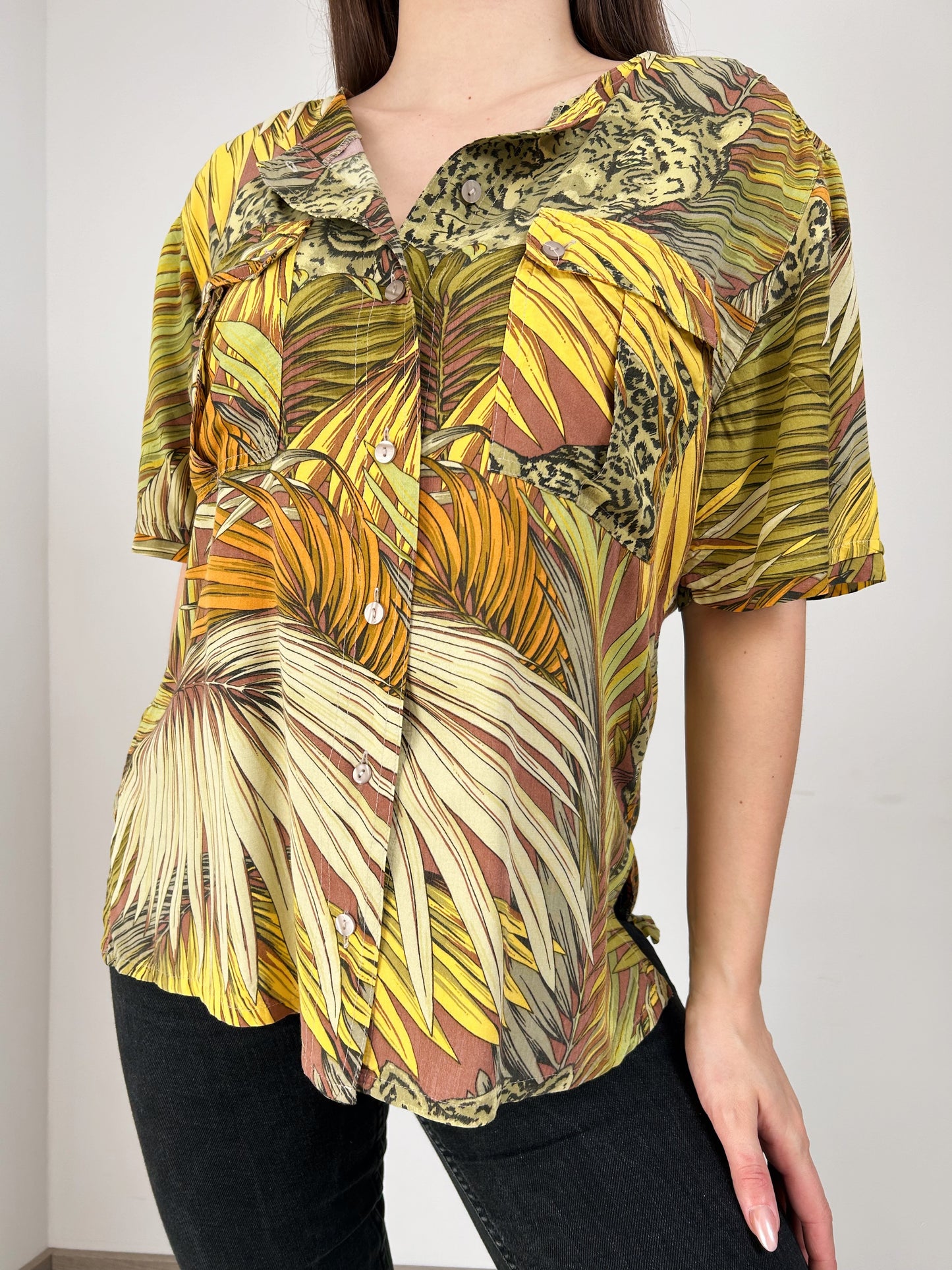 Chemise oversize à motifs exotiques 90s Taille 36 à 40