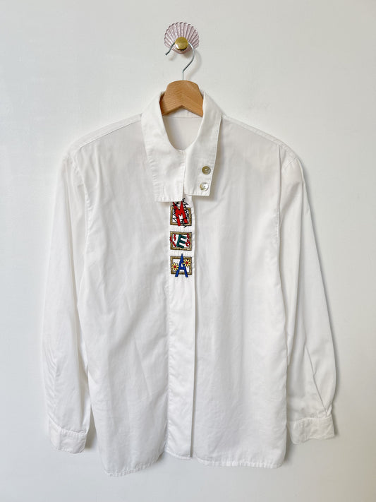 Chemise blanche à broderie lettre  90s Taille 38