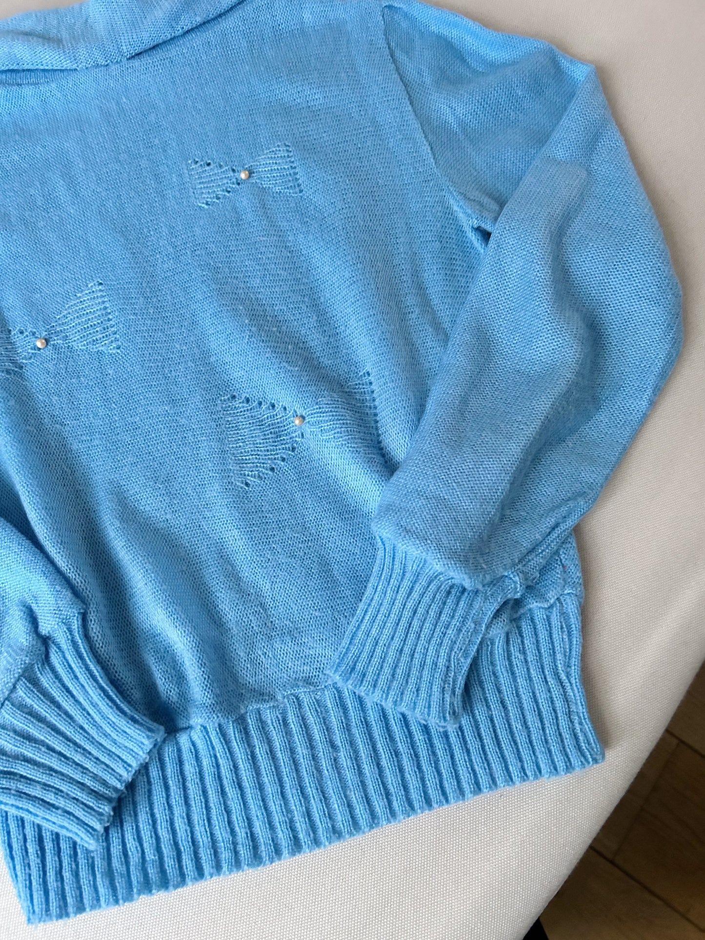 Pull col montant bleu 80s Taille 36/38