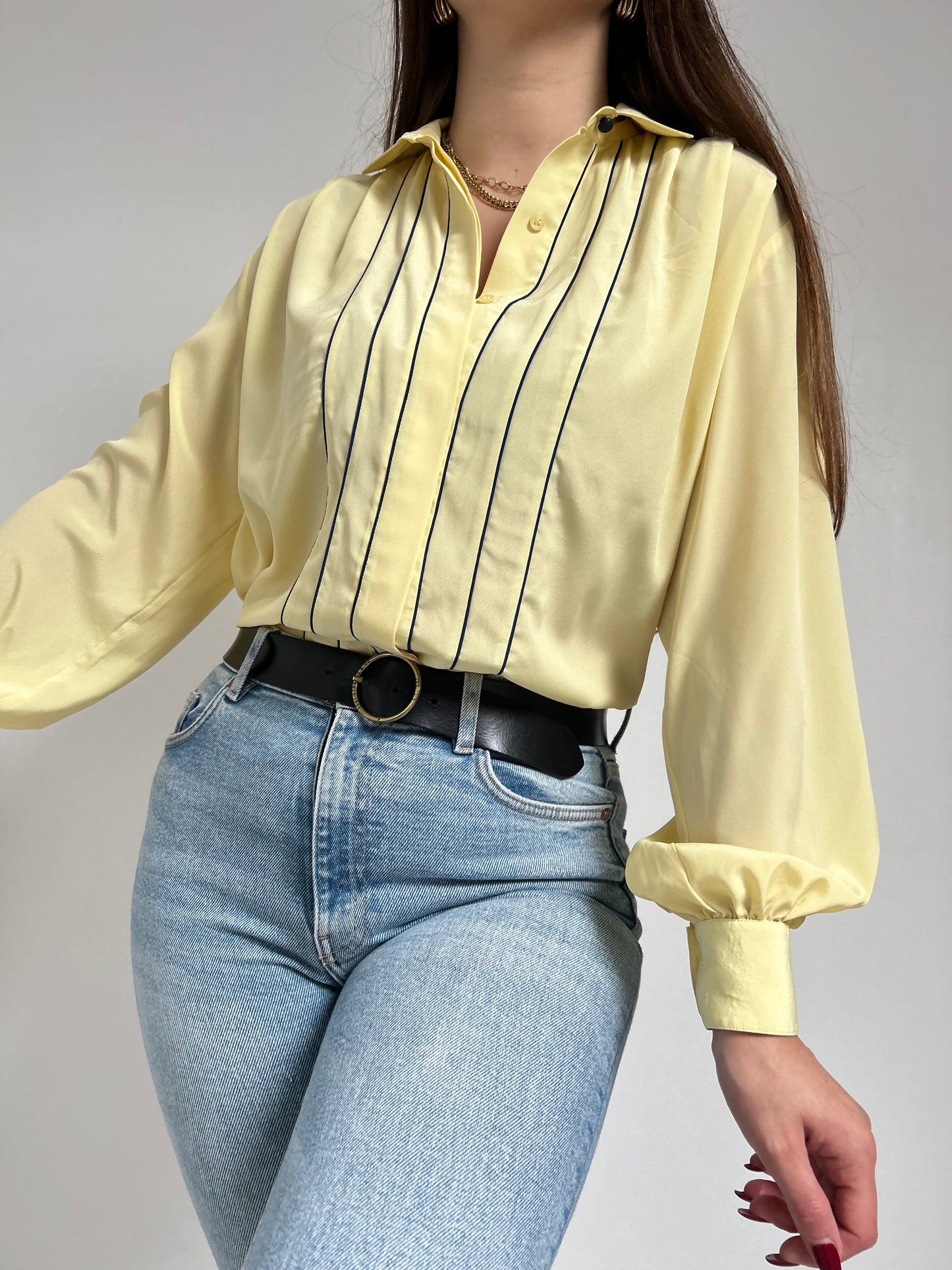 Chemise jaune à plis 90s Taille 40/42