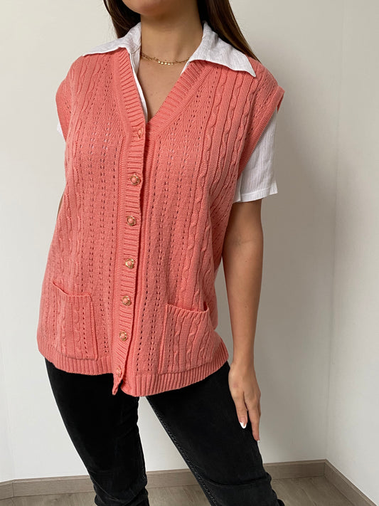 Gilet rose pâle 80s Taille L/XL