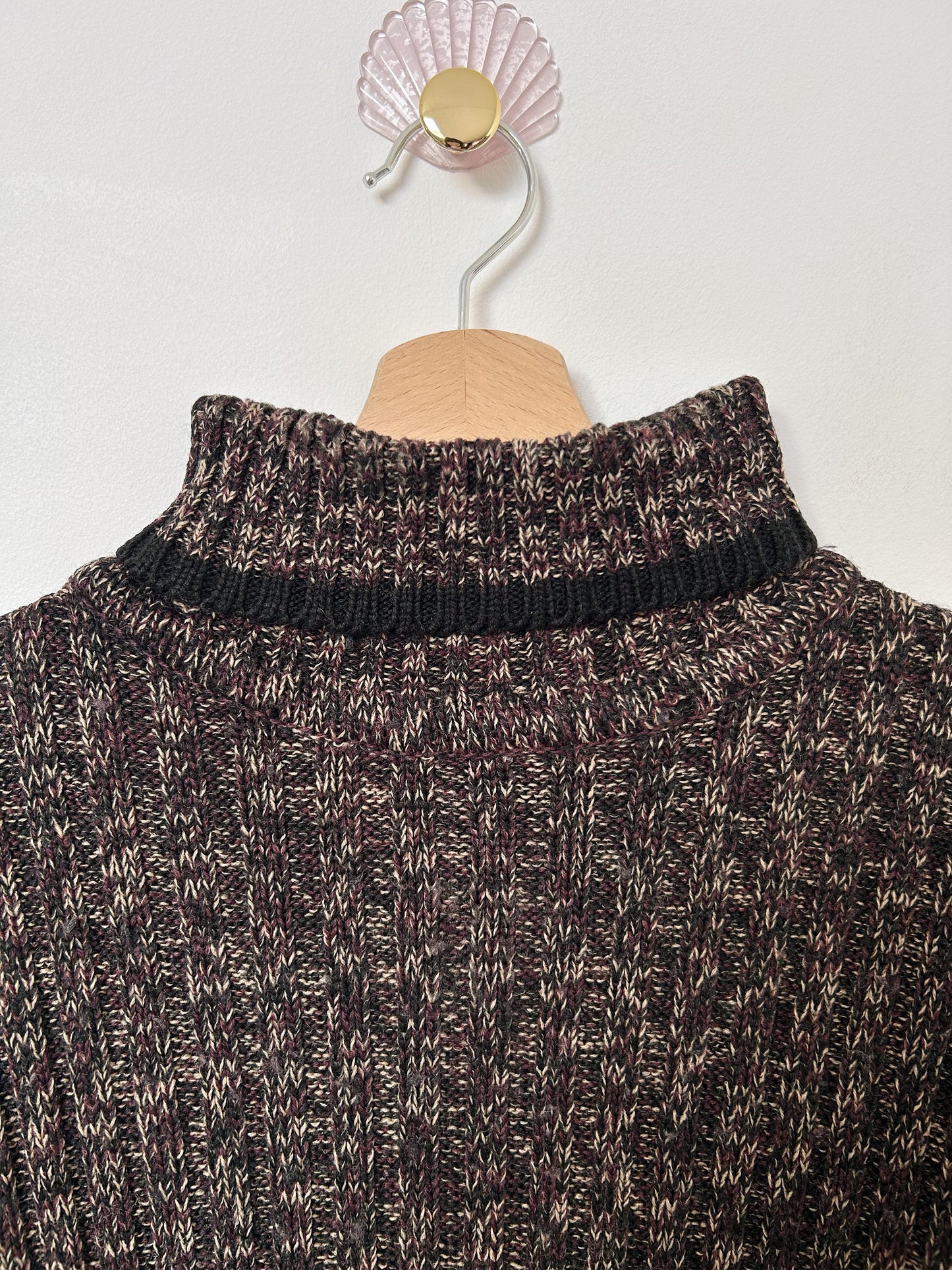 Pull col roulé en maille bicolore 90s Taille 38