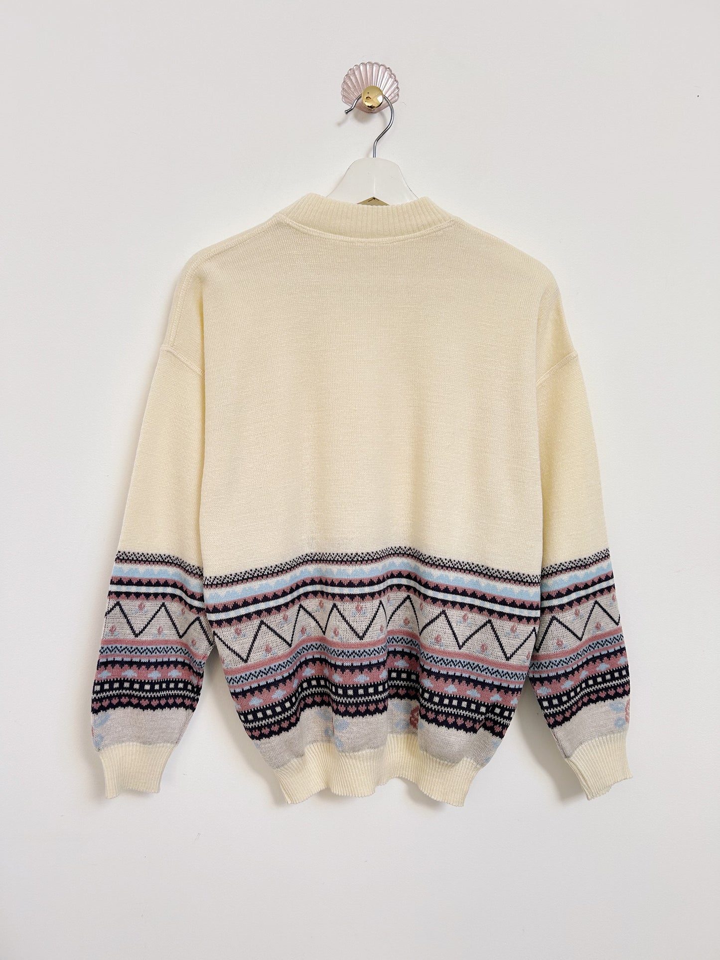 Cream oversized sweater with 90s rose print Size 40