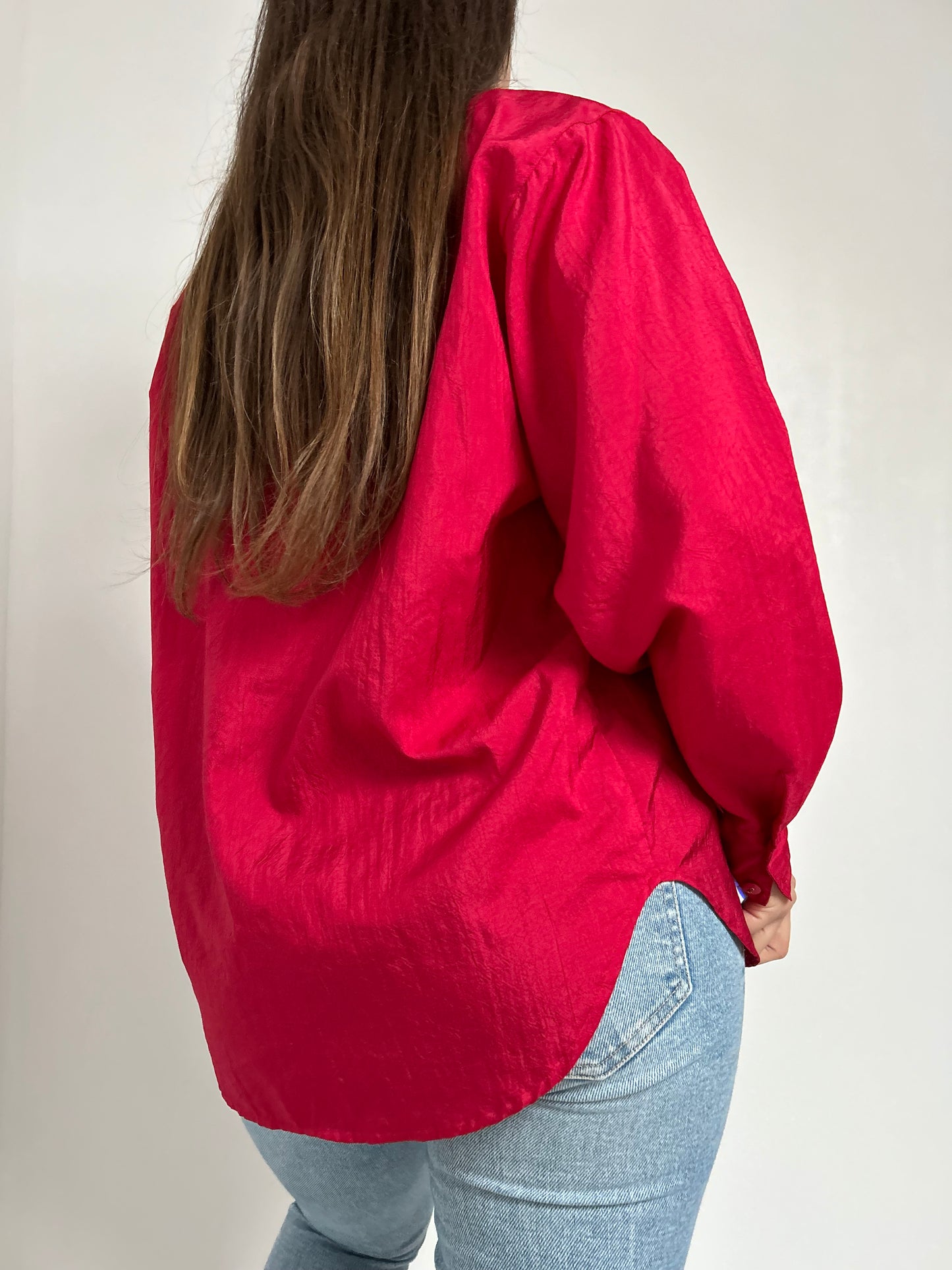 Chemise oversize rouge satiné 90s Taille 40