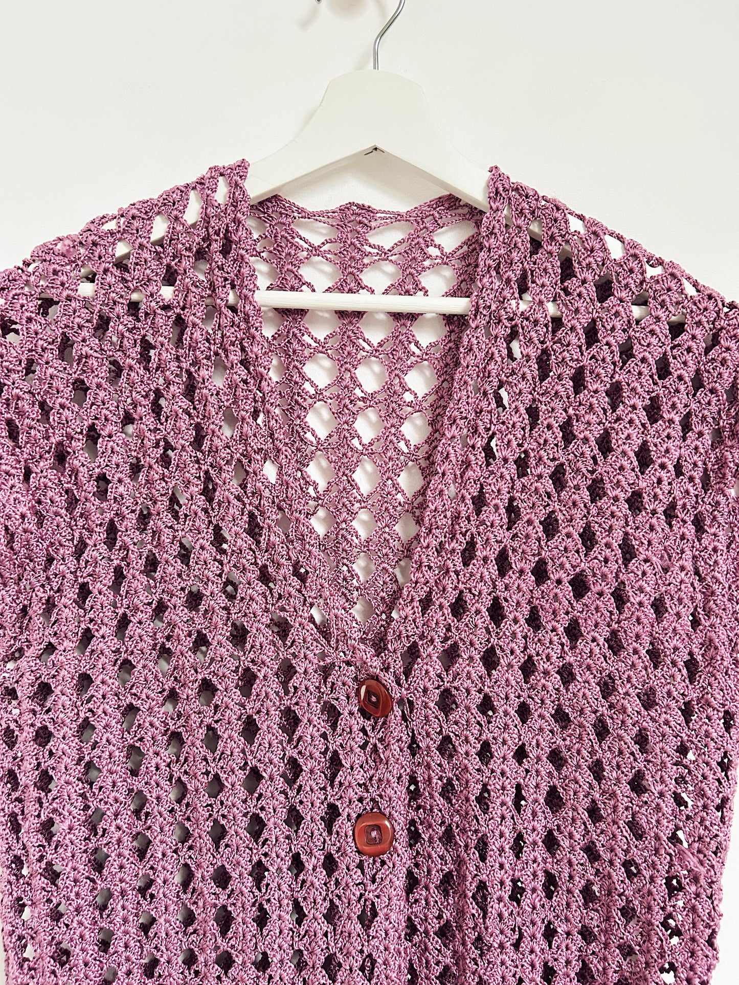 Long cardigan en crochet violet 90s Taille 36/38