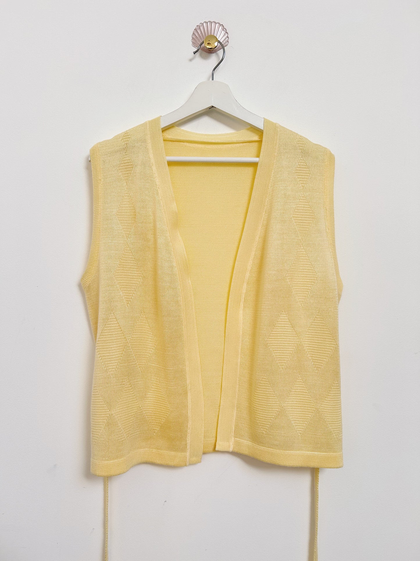 Gilet tricoté jaune noué 80s Taille 40