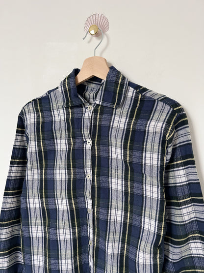 Chemise en flanelle à carreaux bleu marine 90s Taille 34/36