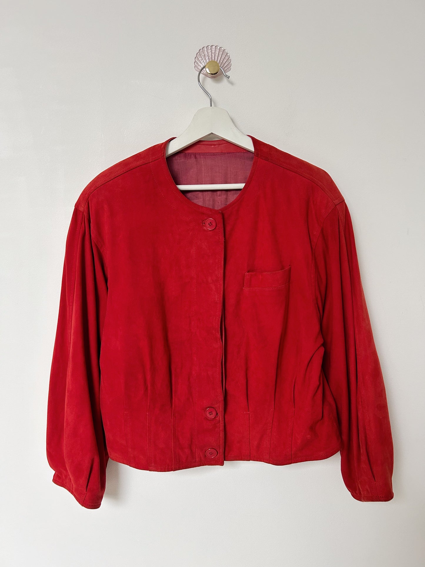 Veste courte en daim rouge 70s Taille 38/40