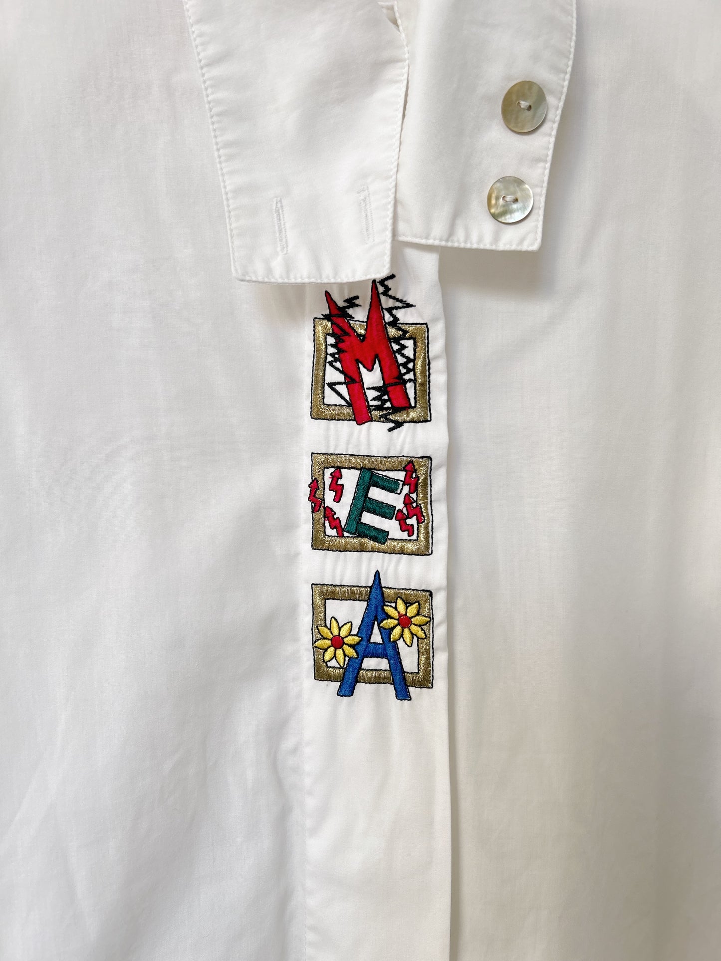 Chemise blanche à broderie lettre  90s Taille 38