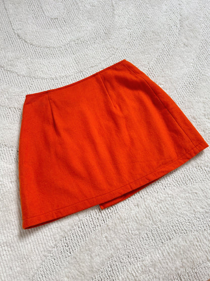 Orange wool mini skirt 70s Size 32/34