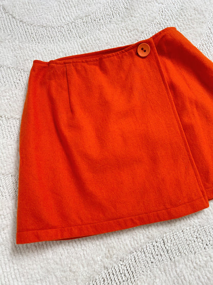 Orange wool mini skirt 70s Size 32/34