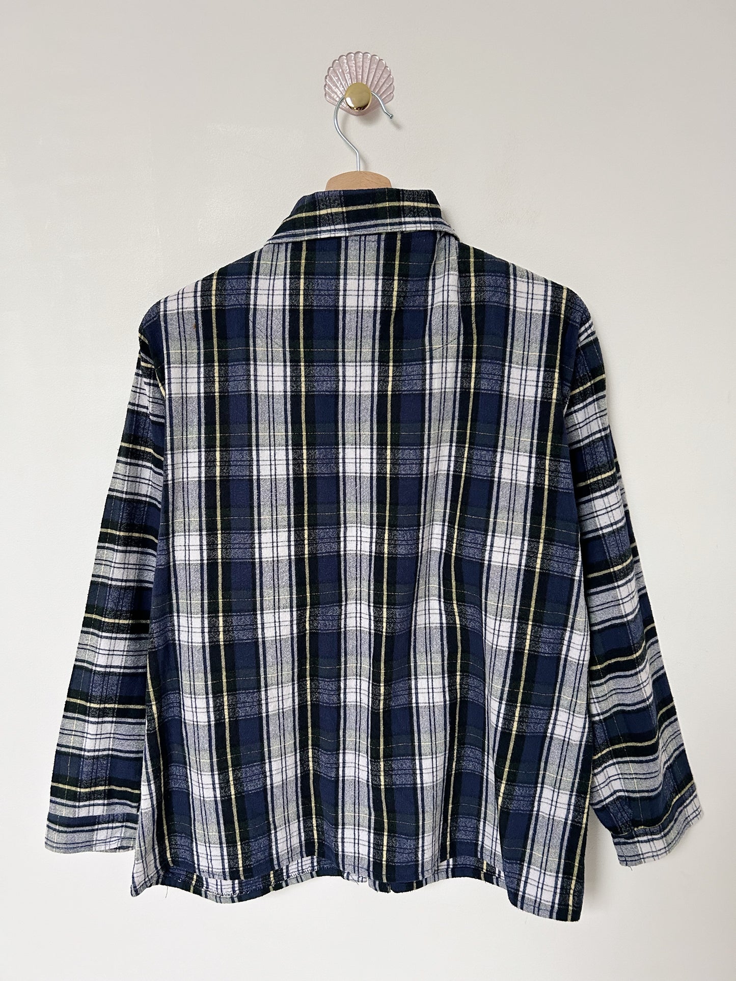 Chemise en flanelle à carreaux bleu marine 90s Taille 34/36