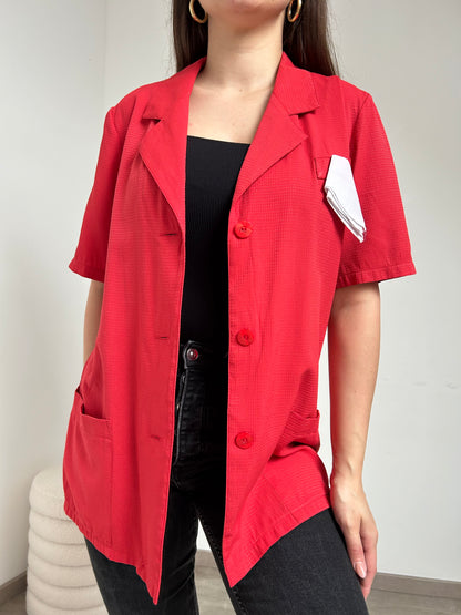 Blazer chemise rouge texturé 90s Taille 38/40