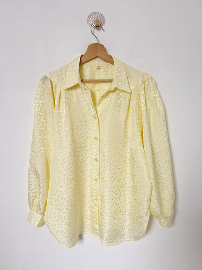 Chemise manches bouffantes jaune satinée 90s Taille 40