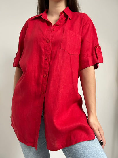 Longue chemise rouge oversize 90s Taille 40