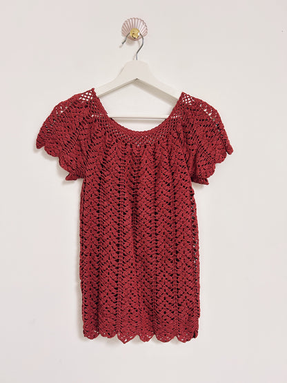 T shirt en crochet bordeaux 90s Taille 34/36