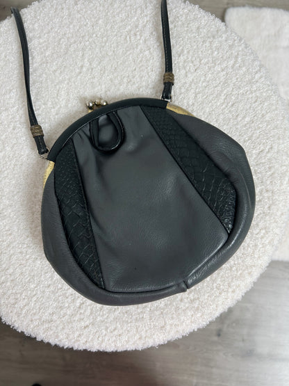 70s Grey and Black Leather Pouch