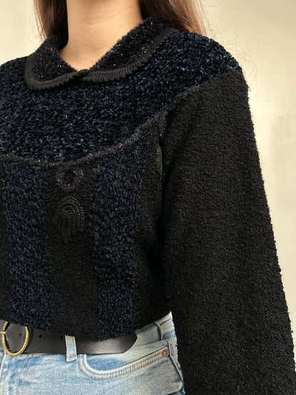 Pull col Claudine en velours à paillettes 90s Taille 34/36